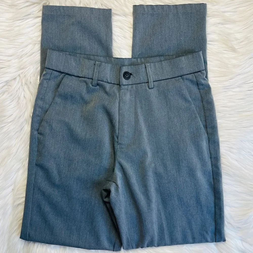 Plaid & Plain Slim Fit Dress Pants Grey Size 28/30